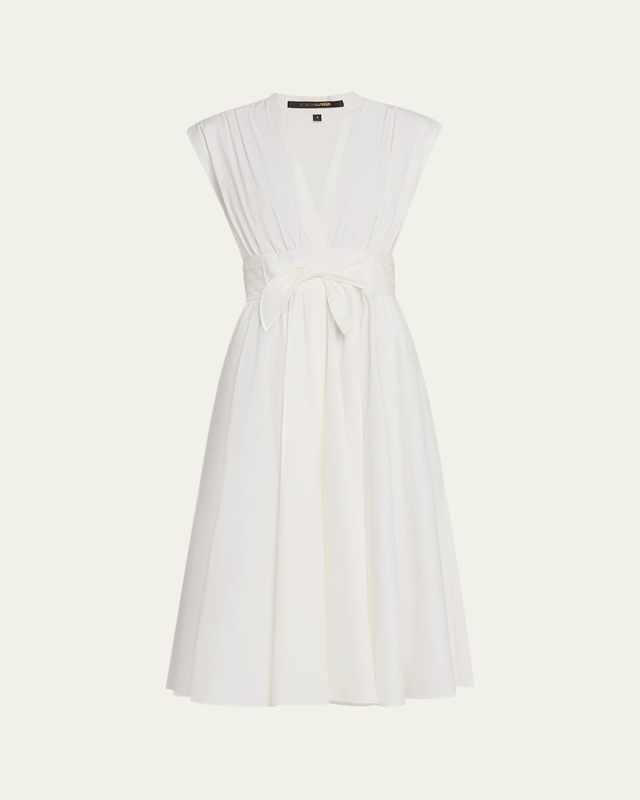 Kiernan Ruched Cap-Sleeve Midi Dress